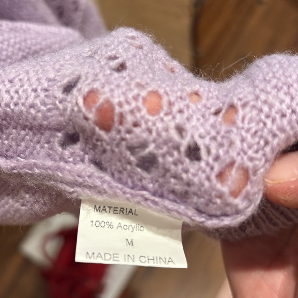 Lavender Open Knit Cardigan - Picture 5 of 5